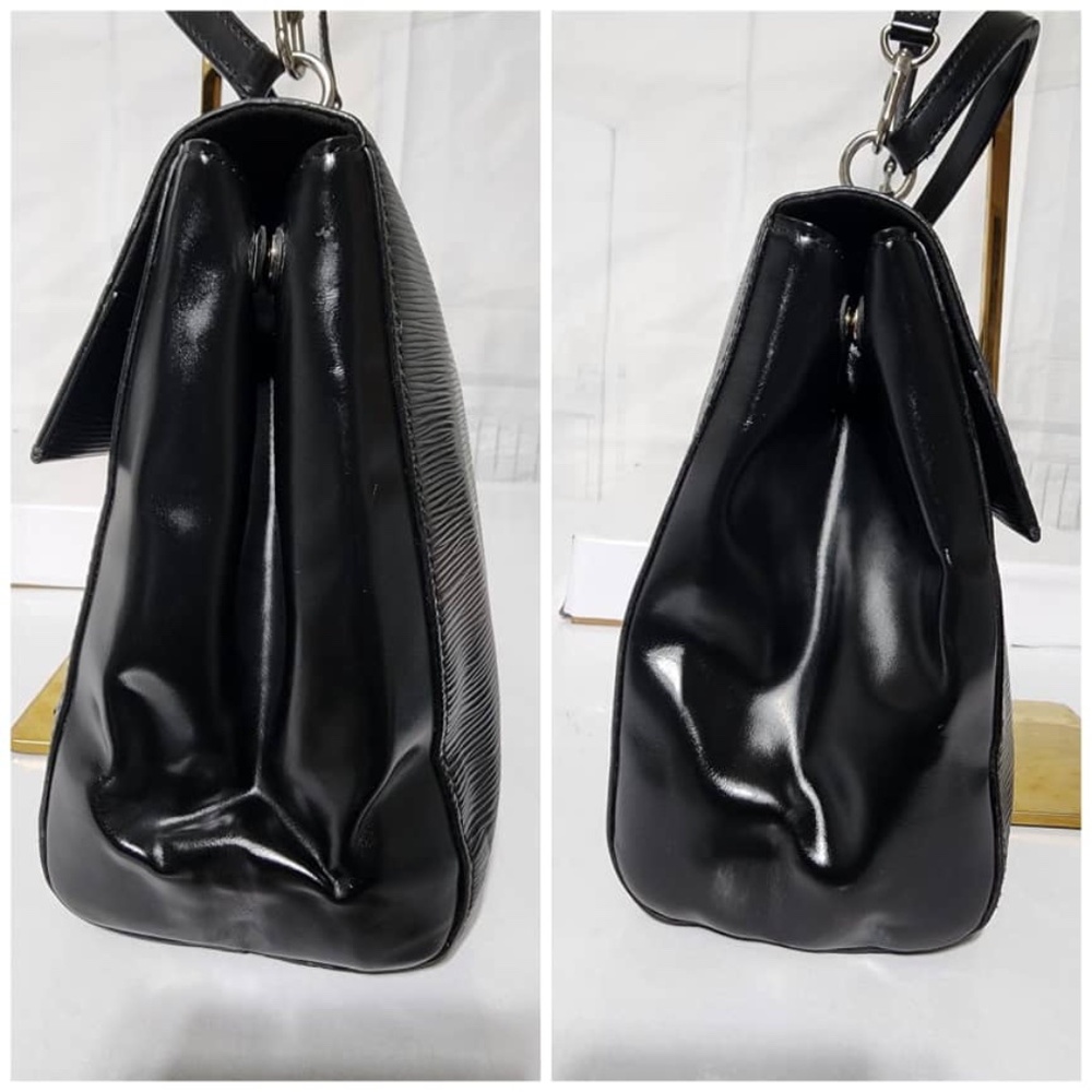 Authentic LOUIS VUITTON Epi Leather Cluny Satchel Bag Black - Picture 5 of 15